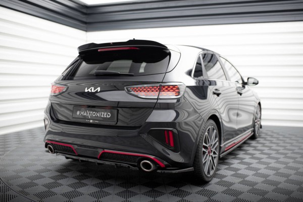 Street+ Mittlerer Diffusor RACE Heck Ansatz passend für Kia Ceed GT Mk3 FL schwarz Hochglanz