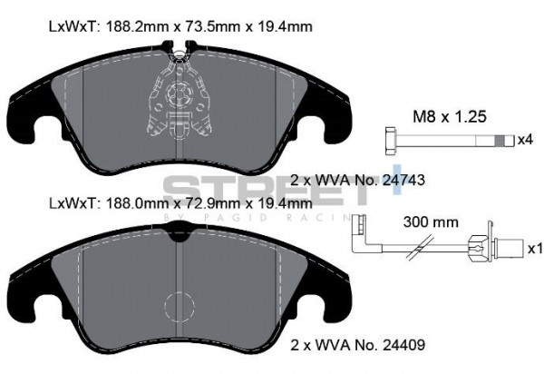 PAGID BREMSBELÄGE STREET+ VA FORD FOCUS MK2 RS305
